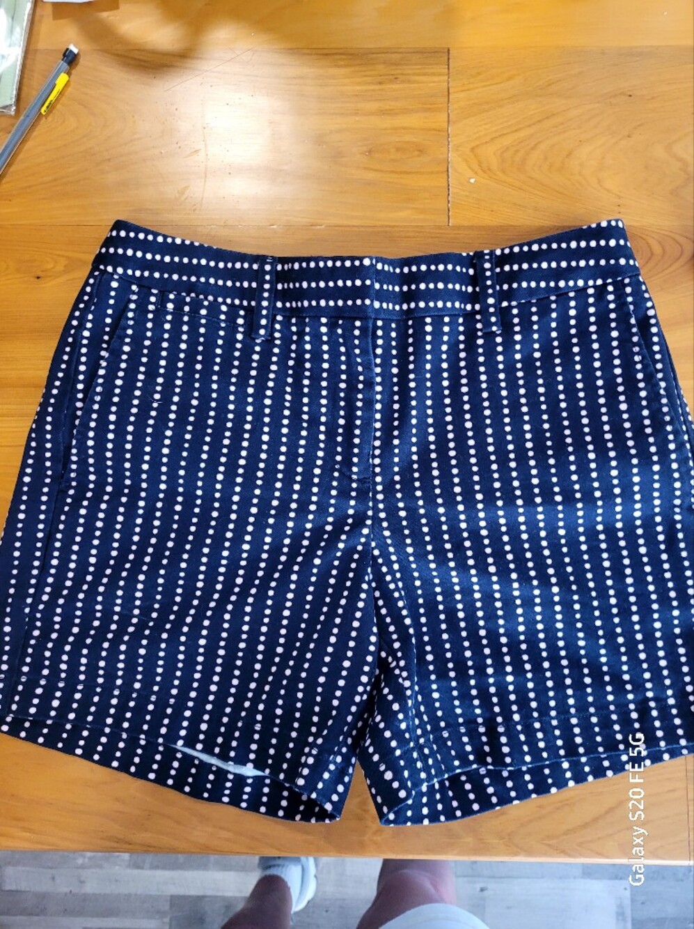 Lands' End Navy Polka Dot Chino Shorts